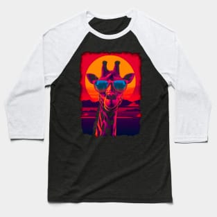 80s Synthwave Giraffe Baseball T-Shirt